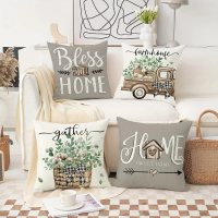 [HOT NYRD KHG 121 ] VIKAMA Warm Home Blessing Pillow Cover, Bless Our Home/Home Sweet Farmhouse, Rur