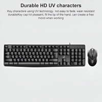Set Keyboard Mouse Wired Universal Waterproof 1000 DPI Computer