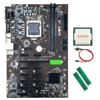 B250 BTC Mining Motherboard LGA 1151 with G3930 CPU+2XDDR4 4GB 2666MHZ RAM +Switch Cable for Graphics Card Mining Miner