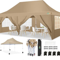10x20 Pop up Canopy with 6 Removable Sidewalls Outdoor Canopy Tents for Partie Wedding Instant Sun Protection Shelter