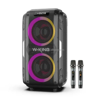 W-KING T9 Pro high-end wireless Bluetooth party speaker, 120W output, TWO microphones, support guitar input