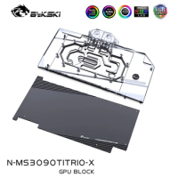 Bykski GPU Water Block Use for MSI RTX 3090TI GAMING X TRIO/SUPRIM X 24G Video Card/Copper Acrylic/Radiator N-MS3090TITRIO-X