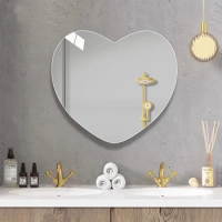 Heart-shaped Acrylic Soft Mirror Modern Simple Style Bathroom Bathroom HD Mirror Wall decoration Wardrobe Door Mirror Sticker