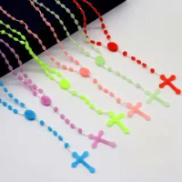 Rantai Rosary Luminois Catholic Christ Jesus Cross Plastic Rosary Crucifix Necklace