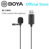 BOYA BY-LM40 4m Lavalier USB Microphone for PC Computer Live Streaming Youtube Recording Blogger Jounalism Lapel Microphone