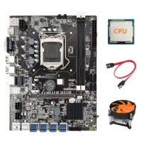 B75 ETH Mining Motherboard+Random CPU+Cooling Fan+SATA Cable LGA1155 8XPCIE USB Adapter DDR3 MSATA B75 USB Motherboard