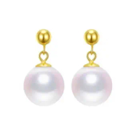 LABB Real 18K Gold Natural Pearl Earrings AU750 Aurora Freshwater Pearl Earrings Women's Boutique Jewelry Gift E0057