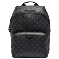 【Louis Vuitton 路易威登】M43186 Apollo系列 Monogram Eclipse帆布牛皮鑲飾拉鍊後背包(黑灰)