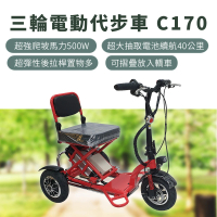 Suniwin 折疊雙後驅電動三輪車c170(迷你爬坡強/老年代步車/室內戶外出遊)