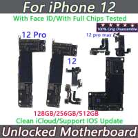 Unlocked Motherboard Clean iCloud For iPhone 12 Pro Max Motherboard With Face ID 64G 128G Support iOS Update Logic 12 Board