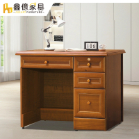 【ASSARI】查理克實木樟木色3.5尺辦公桌/書桌(寬105x深63x高81cm)