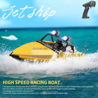 High Speed Driving Wirelss Control RC Jet Boat 2.4G Cool Cool Appearance LED Lighting Turbine Injection RC Speedboat Boat Toy