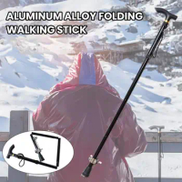 Snow Climbing Trekking Pole Foldable Aluminum Alloy Snow Pole Detachable Lightweight Outdoor Grabbing Anti-Sliding Trekking Rod