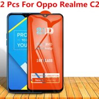2 Pcs Curved Tempered Glass For OPPO Realme C2 Full Cover 11H Protective film Screen Protector For Oppo realme c2