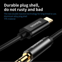ส่งจากไทยBaseus Type c to Aux 3.5 มม. สายฟังเพลงAUX Type-c สายแปลง 3.5mm Jack Adapter Audio cables U