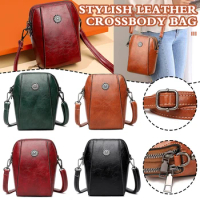 Women's Leather Bag Crossbody Cell Phone Bag Single Shoulder Messenger Purse Large Capacity Casual Crossbody Small Bag