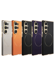 Case for Samsung S26 Ultra Leather Magsafe Chrome Gold Premium Hardcase Mewah Elegan