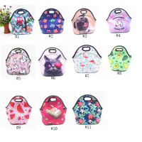 50Pcs Neoprene Lunch Bag For Women Owl Pattern Lunch Bags Picnic Handbag with Tableware Pocket Children Snacks for Women Kids SN