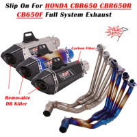 Slip On For Honda CBR650 CBR650R CB650F Motorcycle Exhaust Escape Full System Front Mid Modified Muffler Carbon Fiber Silencer