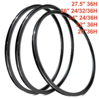 Mountain Bike Rim 20/24/26/27.5 Inch 24/32/36H Double Layer Aluminum Alloy Rim Black Disc Brake/ V Brake Rim Can Be Customized