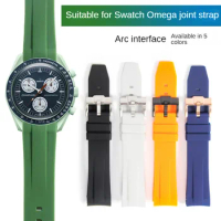 High Quality Luxury Silicone Watch Band Strap Curved End Waterproof Fit Omega Swatch Joint Planet Collection 20mm with Tools