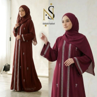 Gamis Abaya Arabian Payet Simple Elegan Muslimah Wanita Sabrina Bahan Kain Anti UV Variasi Payet Nya