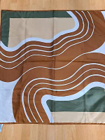 Vintage 1976 Totes Rain Scarf Green Rust White and Gold 27"x27" Groovy Retro