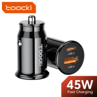 Toocki USB C Car Charger QC 4.0 PD3.0 45W Type C Fast Car Phone Charger For iPhone 14 13 12 Samsung S22 Ultra Xiaomi Huawei Poco