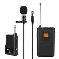 New 20-Channel UHF Wireless Lavalier Lapel Microphone System with Bodypack Transmitter, Mini Lapel Mic &amp; Portable Receiver
