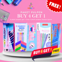 Paket Pulpen BUY 4 GET 1 - 4 Pack Pulpen Gel + FREE 1 Pack Pensil 2B