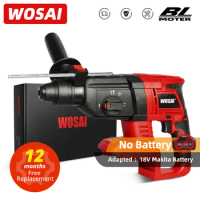 WOSAI 20mm MT Series Cordless Rotary Hammer Rechargeable Impact Drill Brushless Electric Hammer for 18V Makita Lithium Battery