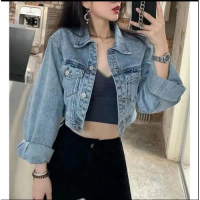 Korean Long Sleeve Loose Short Denim Jacket Outerwear/Jacket Crop Outerwear
