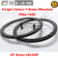700c Carbon X-Light Wheelset V Brake Ratchet System DT 240 EXP Pillar 1420 UCI Quality Ultra Light Road Carbon Wheels