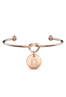 Bullion Gold Fancy Alphabet Letter Initial Bangle in Rose Gold -D