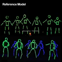 DIY Matchstick Boy EL Wire Suits 10 Colors Choice LED Suits EL Wire Clothes for Holiday Lighting Decoration