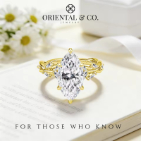 Moissanite : 3CT Marquise Cut 14K Gold Filled Wedding Engagement Ring Nature-Inspired Au585 GRA for 
