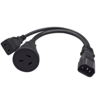 32cm/1ft IEC320 C14 to Nema 1-15R + AU10A/16A Power Cord 1 in 2 Out Y-splitter Adapter Cable Extension Wire Line