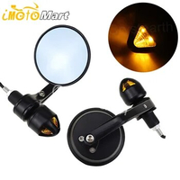 7/8" 22mm Motorcycle Handle Bar End Mirrors Rear View Side Mirror LED Turn Signal Universal For Honda Harley Cafe Racer Bobber