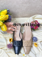 Elvarette Iris Sendal Sepatu Wanita Hak Kaca 6cm Square Toe Black Shoes