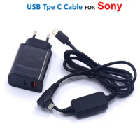 AC-PW10AM 8V USB C Power Bank Adapter Cable + PD Charger For Sony Handycam NEX-VG10 VG10 NEX-FS700 Alpha SLT-A58 A99 A57 A77 A10