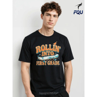 FQU First Day of School Rolling Into 1st Grade T-shirt Patriotic All-Season gifts for Dad Men's T-Sh