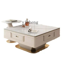 Yy Light Luxury Stone Plate Lifting Coffee Table Mahjong Table Dining Table Double-Use Mahjong Machine