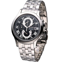 SEIKO 精工錶-指定商品-Premier系列 雙逆跳計時腕錶 7T85-0AC0D(SPC067J1)-40mm-黑面鋼帶【刷卡回饋 分期0利率】【APP下單22%點數回饋】