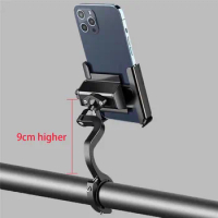 Scooter Motorcycle and Bicycle Phone Mount Phone Heightening Holder Aluminum Universal Adjustable 360° Rotatable Dualtron
