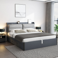 現代簡約儲物收納床氣動高箱輕奢氣動小戶型板式床北歐主臥雙人床