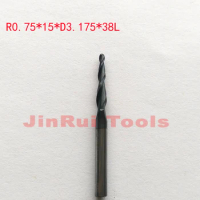 R0.75*15*D3.175*38L 1/8"shank HRC55 solid carbide Tapered Ball Nose End Mills milling cutter wood Engraving tools knife