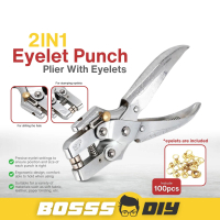 Alat Penebuk Lubang Serbaguna Multifunction 2 in 1 Eyelet Punch Plier Hole Punch With 100pcs Eyelets