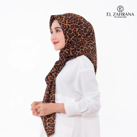 HIJAB LEOPARD SQUARE JILBAB SEGI EMPAT MOTIF MACAN WOLFIS MONALISA by EL ZAHRANA Nyaman Tebal Kerudu