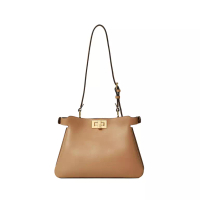 Fendi [12.12 Dealcember] Peekaboo Soft Small Leather Shoulder Bag Cappuccino