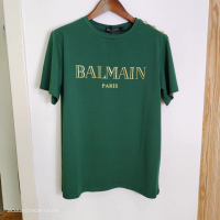 24 Mùa Hè Mới Khóa In Đồng Balman /BALMAIN Cộc Tay Cotton T Áo Thun Nam Nữ Cùng Kiểu Hot